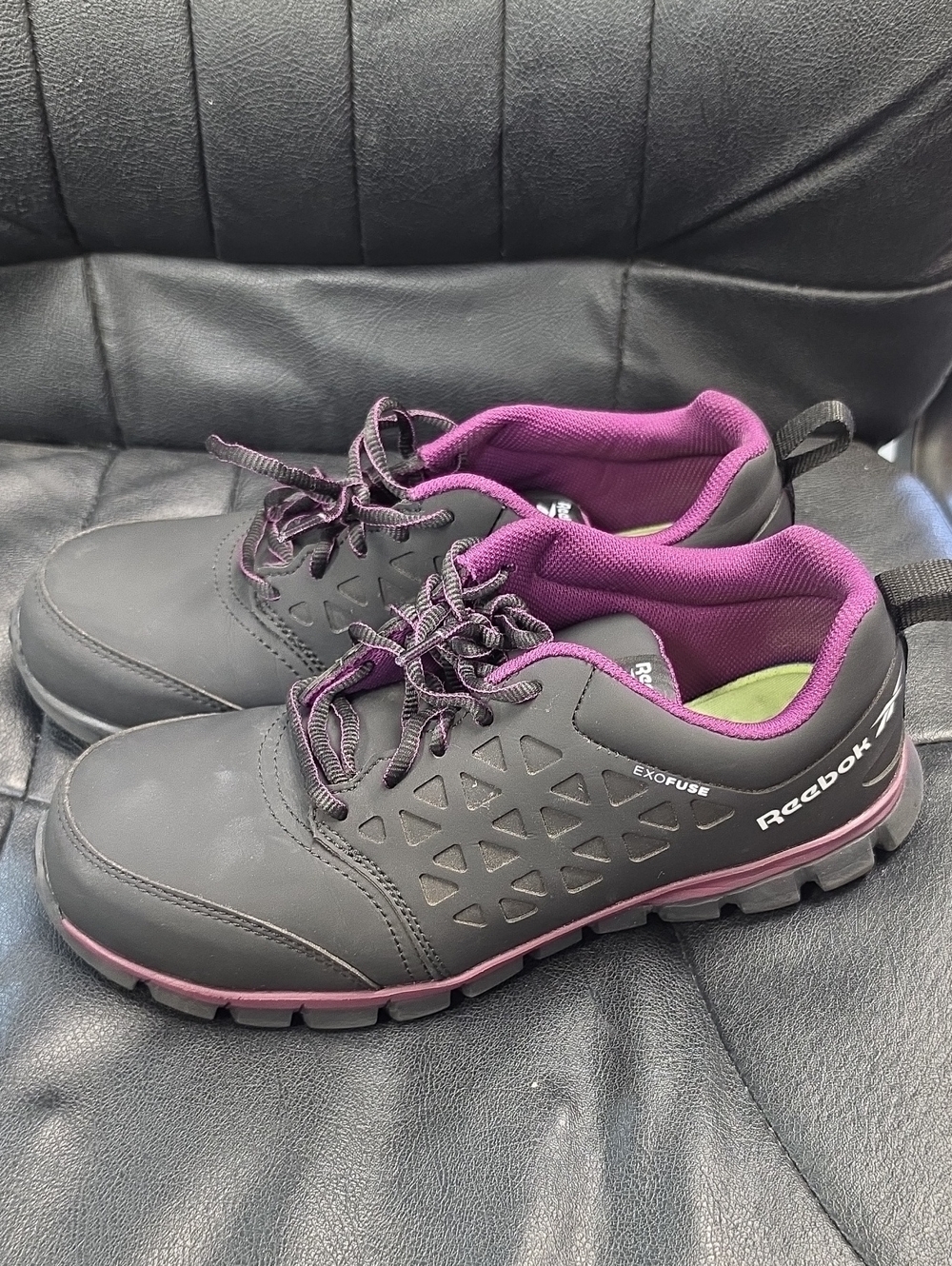 Reebok Women’s Black and Purple Exofuse Athletic Shoes